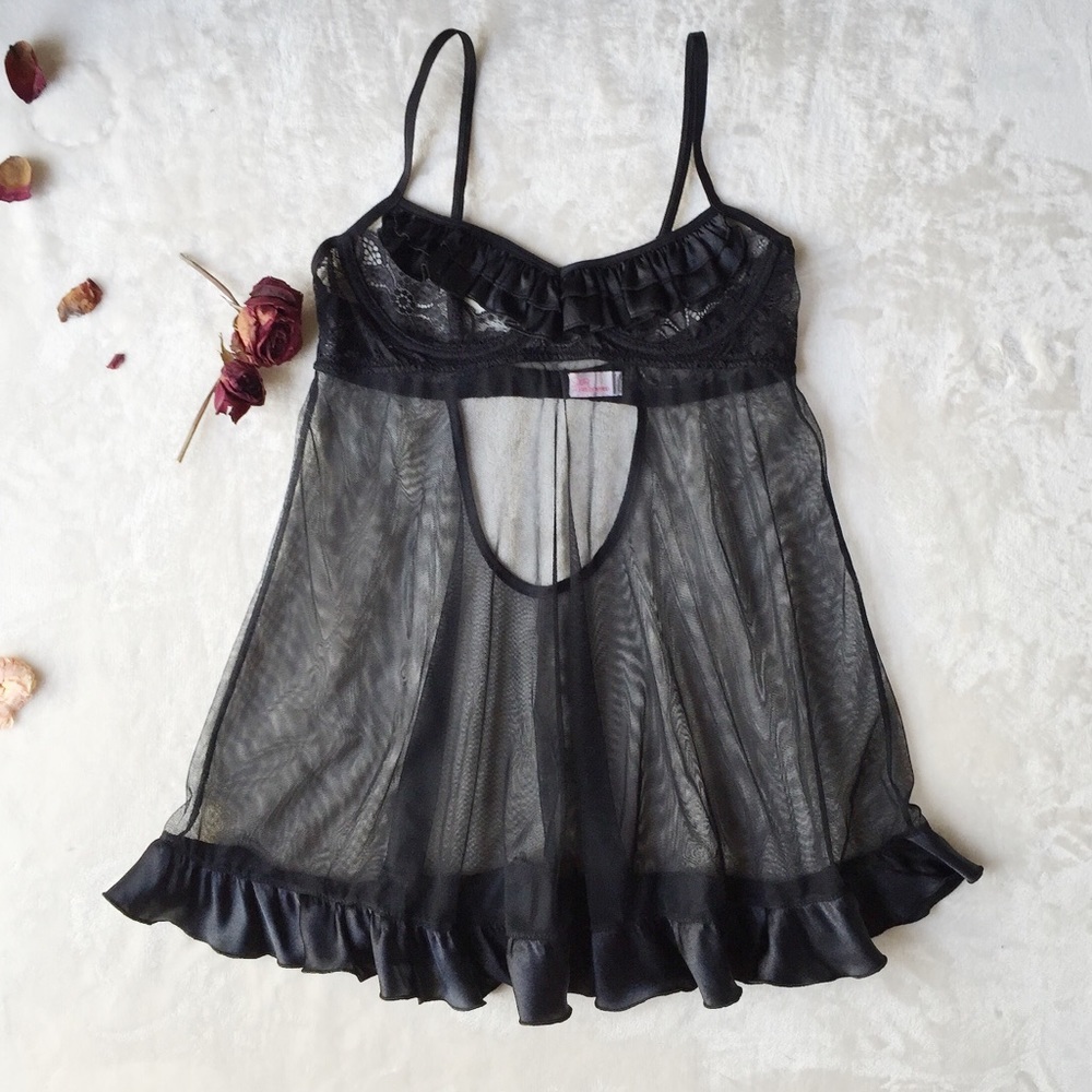 𝅺Black Cami Underwire Lace Lingerie Size M